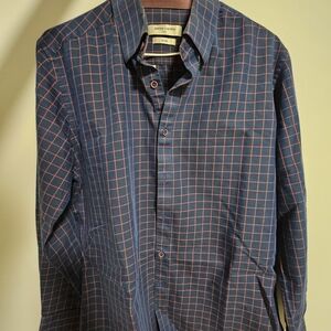 Pierre Cardin Navy Blue Shirt with Red Windowpane Check